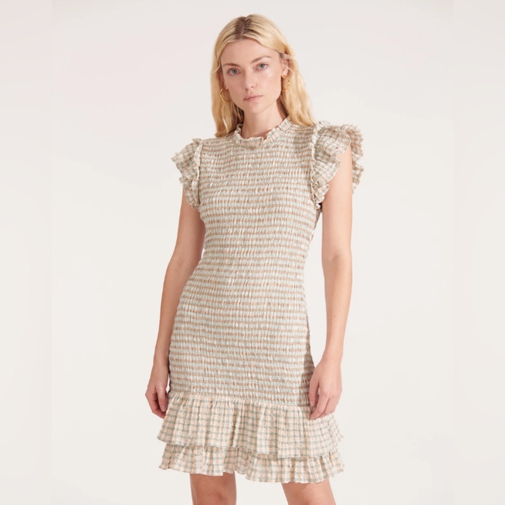 NWT $495 Veronica Beard CiCi Smocked Mini Dress Sz 8